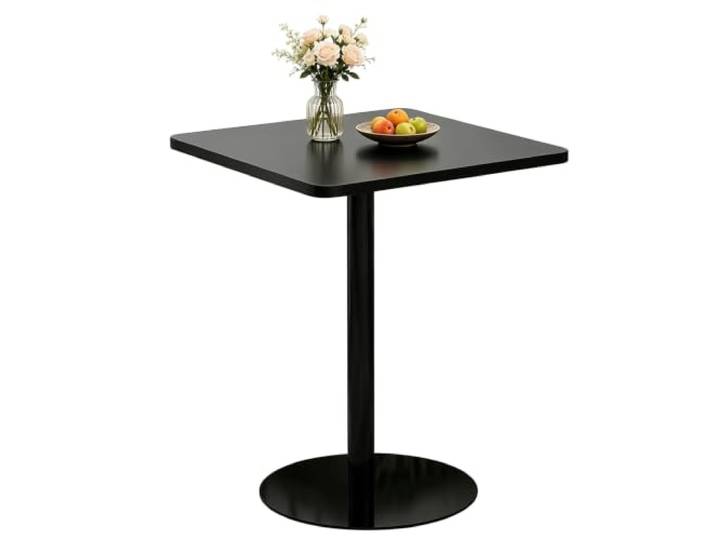 Yopappol Nordischer Quadratischer Schwarzer Sockel-Frühstückstisch, Freistehender Bistrotisch Mit Rundem Sockel, Moderne Mini-Esstische Für Studio-Apartment, Fensterbank, Schlafzimmer(48x48x72cm)