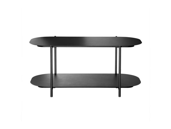 Calicosy Zweistufiger Couchtisch aus schwarzem Metall 58/45,5/100 cm, Schwarz, 58x45.5x100 cm, Wohnzimmer, Wohnzimmertische, Couchtische