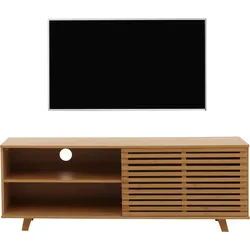 Bambus TV-Rack MCW-N80, Fernsehtisch Lowboard Kommode, Staufächer MVG-zertifiziert 50x140x40cm