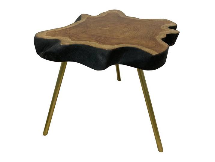 LebensWohnArt Beistelltisch Einzigartiger Teak Beistelltisch ANOMALA-XL ca. D50-55cm Natural