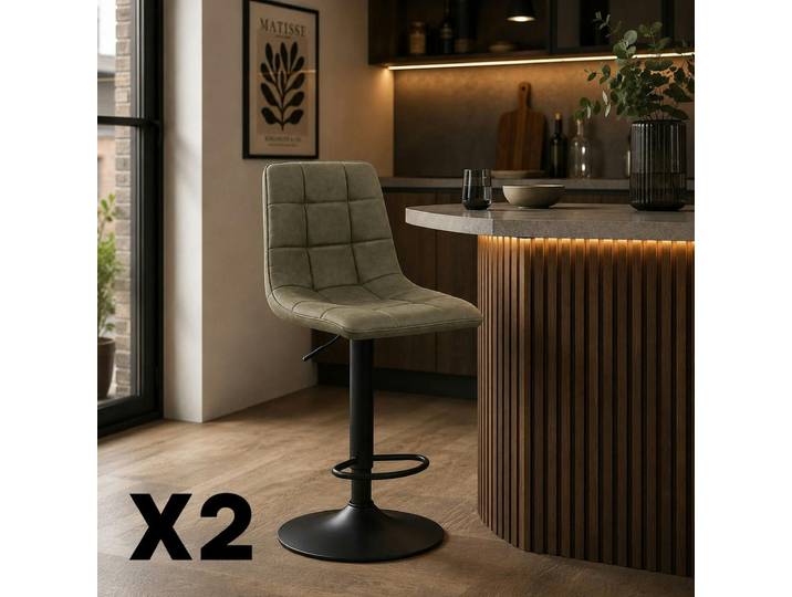 Tabouret de bar touché doux (lot de 2) LORA - Vert