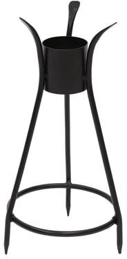 Achla Designs Trestle III Spiked Gazing Globe Ball Stand, 13.75 Inch Tall, Black Powder Coat Finish
