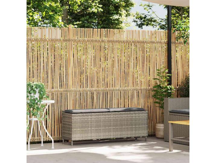 vidaXL Banc de jardin avec coussins gris clair 110x30x40\,5 cm Poly rotin