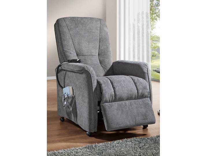 Bequemer TV-Sessel auf stabilem Holzgrundgestell, Dunkelgrau, TV-Sessel mit Motor und Aufstehhilfe