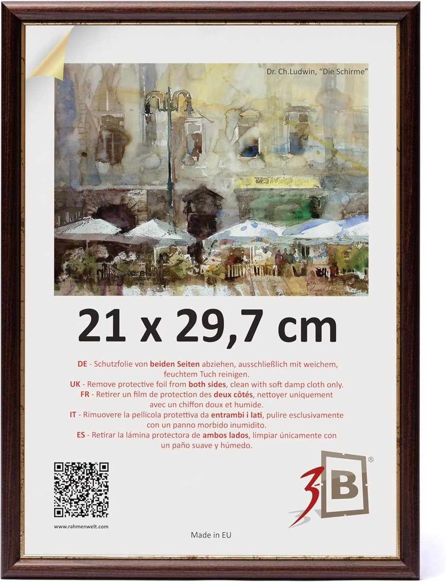 Rustieke Houten Fotolijst A4 Donkerbruin/Goud met Acrylglas