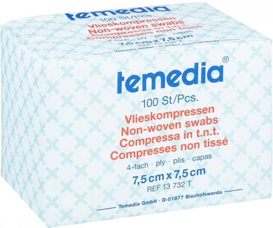 Vlieskompressen 7,5x7,5 cm unsteril 4fach 100stk