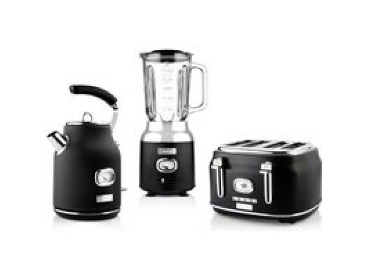 Westinghouse Retro Set 3 pièces bouilloire 1 7 L grille-pain 4 fentes et blender 1 5 L Noir