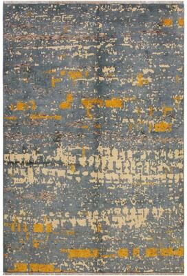 Treasured Knots Shabby Chic Balochi Nava Blue/Beige Hand Knotted Wool Rug - 4'11'' x 6'5''