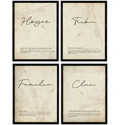POSTER Set mit 4 Wortdefinitionen für Familie Nordic Weißen A3 Rahmenlos