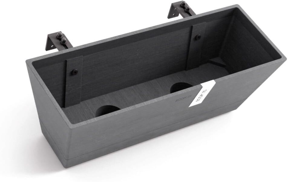 Ecopots Bewässerungsblumenkasten Bruges Balcony 48 cm grau zum Aufhängen