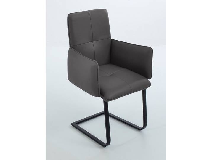 Freischwinger K+W KOMFORT & WOHNEN 6502 , braun (mocca, schwarz), B:61cm H:90cm T:62cm, Stühle, Freischwinger, Freischwinger mit Armlehnen, Flachstahlkufe in schwarz