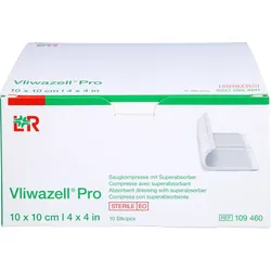 Vliwazell pro Superabsorb. Steril 10x10 cm 10 ST