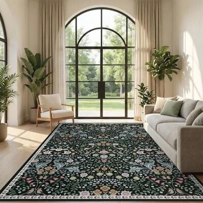 Garvee Vintage Botanical Floral Washable Area Rugs for Living Room Bedroom
