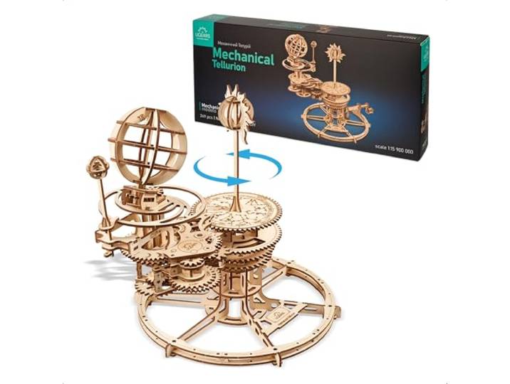UGEARS Tellurion mechanische 3D-puzzel - Vaderdagcadeau aarde en maan 3D houten puzzels voor volwassenen - modelkits voor volwassenen om te bouwen - educatief zonnestelsel modelkit