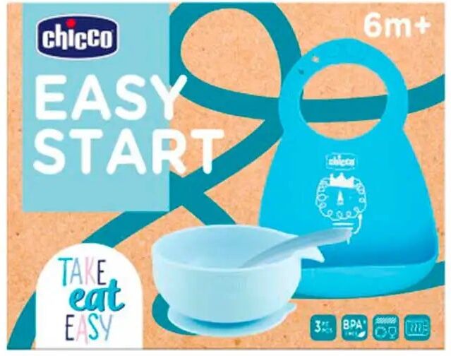 Chicco Set Comida Silicona Azul 6M+ 3 Piezas