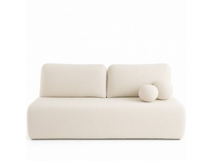 Muffo Sofa LILY, Lose Rückenkissen, dekorative kugelförmige Kissen, Schlaffunktion 130x200,Bettzeug-Container