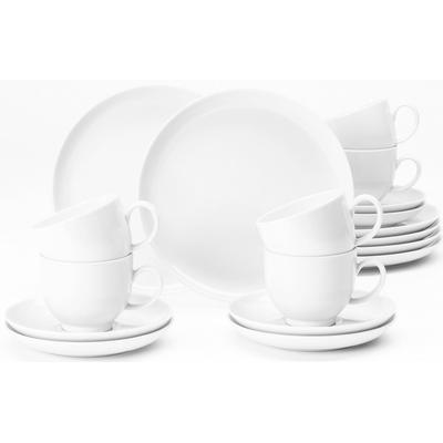 Kaffeeservice SELTMANN WEIDEN "Geschirr-Set, Service Lido", weiß, 18 Stk., Porzellan, Geschirr-Sets, Kaffeeservice, Tassen, Untertassen, Teller, 18 Teile, für 6 Personen, Made in Germany