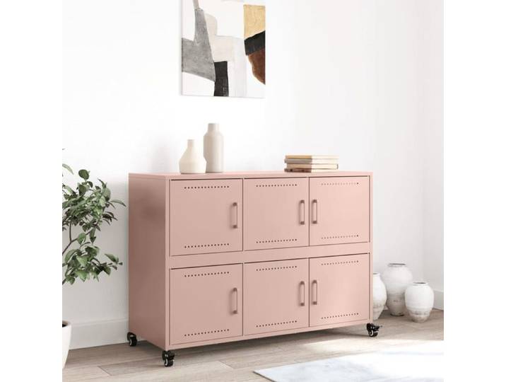 Rose Buffet de rangement - SOLOMOON - Commode salon - rose 100 5x39x72 cm - acier FR7040