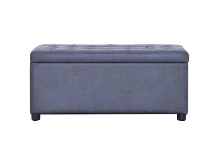 SOLOM@Pouf de rangement Banquette de salon - banc de stockage 87 5cm Gris Similicuir daim Sep57482