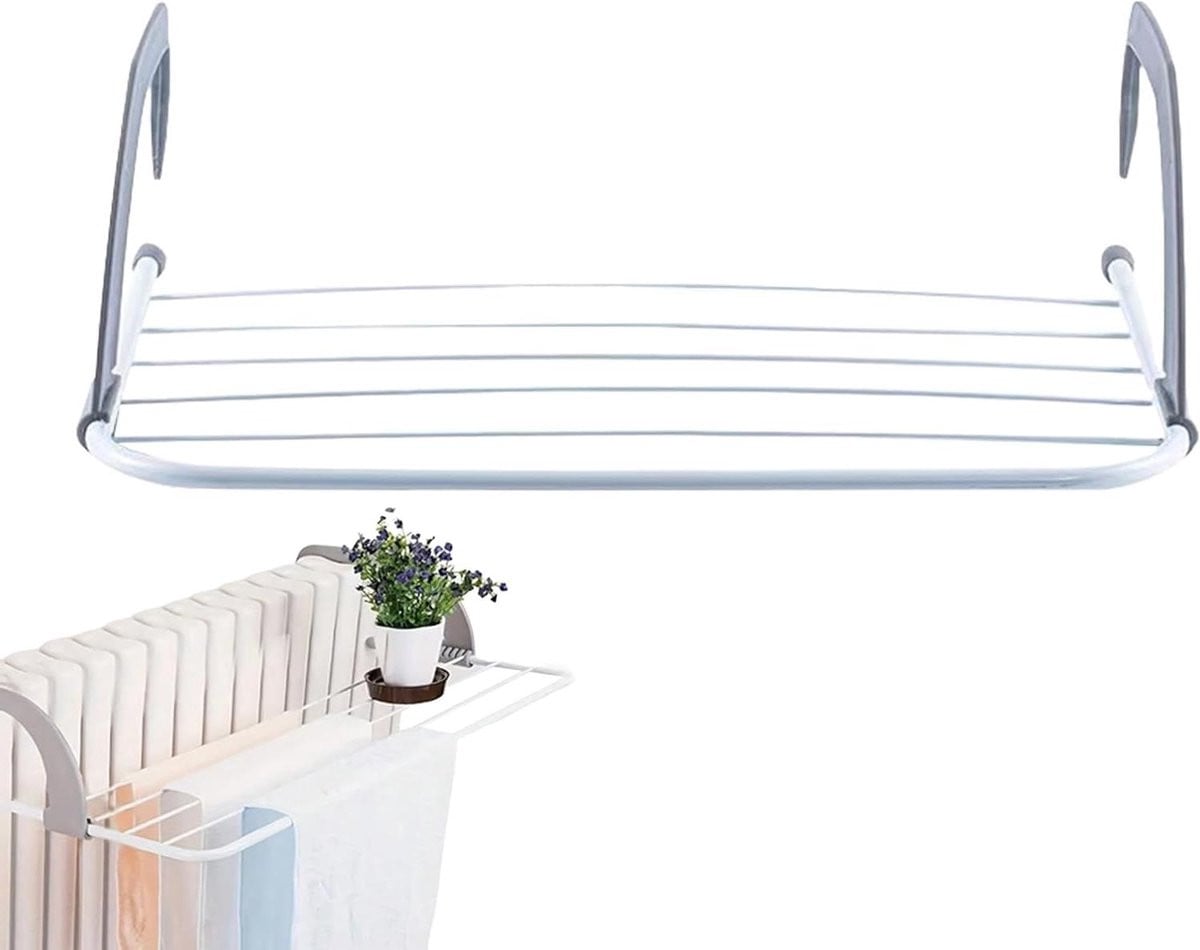 Opvouwbaar kledingrek wanddroger wit voor badkamer en balkon