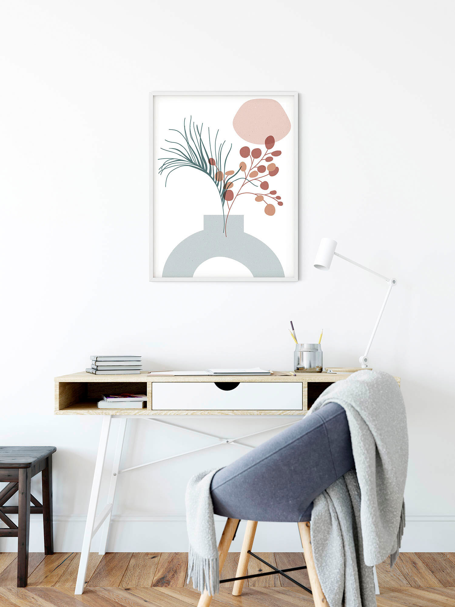 Bild KOMAR "Bohemian Vase", bunt (farbe bild(er): pastell), B:50cm H:70cm, Holz, Papier, Bilder, Bild, Wandbild zur Dekoration - ohne Rahmen farbe bild(er): pastell B/H/T: 50cm x 70cm, Wandbild Natur, 1 Stk.