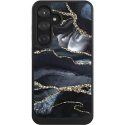 Nivocase Hülle für Samsung Galaxy S25 Handyhülle NIVOcore Case Schwarz Glitzer Look Marmor Trends (Samsung Galaxy S25), Smartphone Hülle, Schwarz