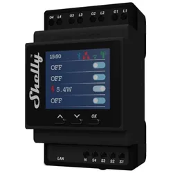 Shelly Pro 4PM smarter Relaisschalter 40A Großgeräte Hutschiene Relais Messfunktion 1 Phase 4 Kanäle WLAN LAN BT