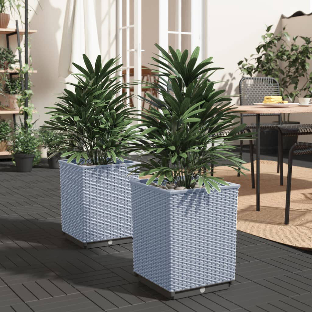 17 Stories Ornela Outdoor Planter Box Grey/Brown/Blue 37cm H X 30cm D