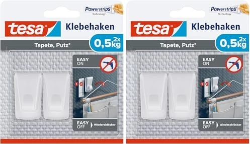 Tesa Klebehaken, 0,5 kg strukturierte Oberflächen