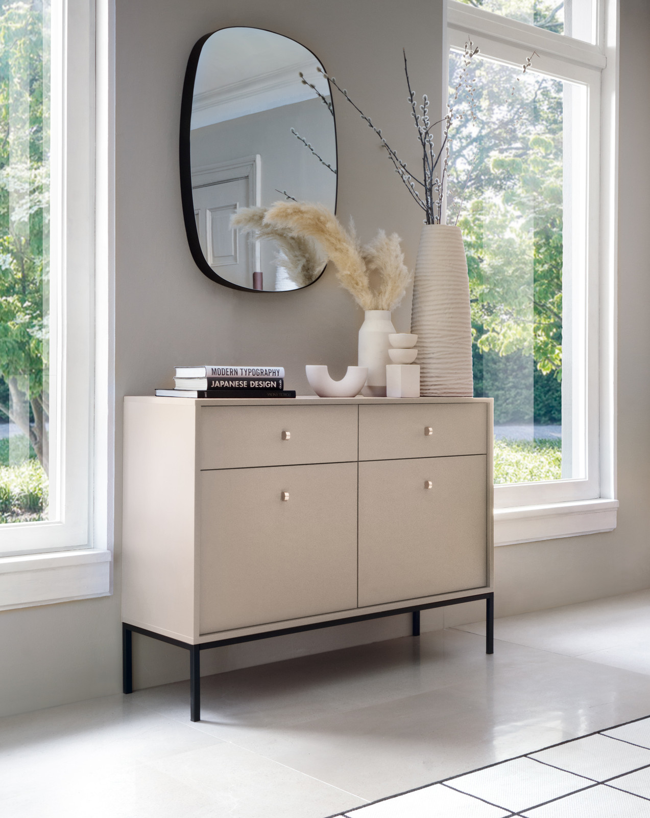Minio Kommode 104 minimalistisch design beige B/D/H: 104 x 83 x 39 cm