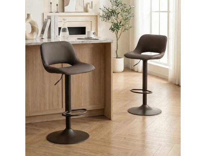 YOUNIKE Barhocker 2er Set, Barstühle Bar Stool Höhenverstellbar Drehstuhl, Küchenstühle Tresenstuhl mit Hohler Rückenlehne, Hohe Barhocker für Bartheke Küche, Braun