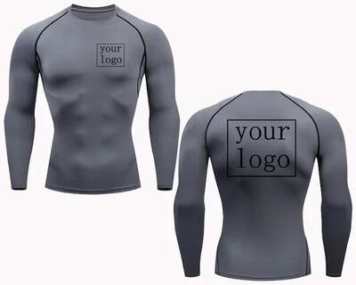 Uplift Picks Custom Logo Compression T Shirt Quick Dry Workout Gym Tee For Men And Women gray Long Sleeve xl