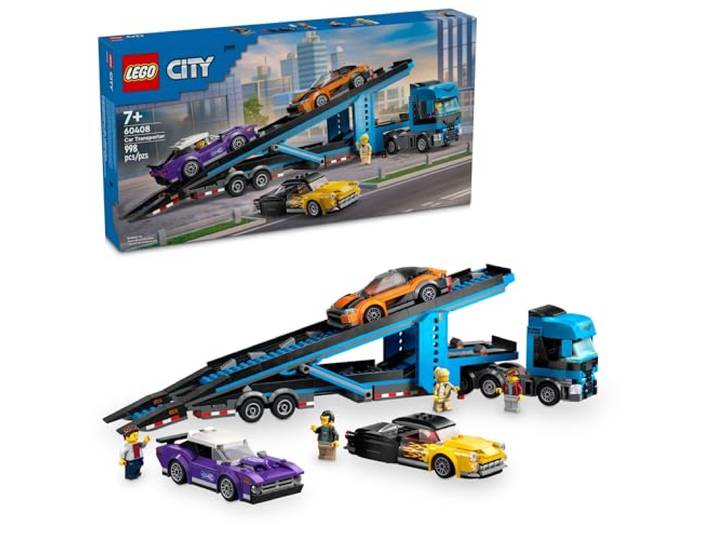 Lego City 60408 - Autotransporter mit Sportwagen, Muslcar und Hot Rod (998 Teile)