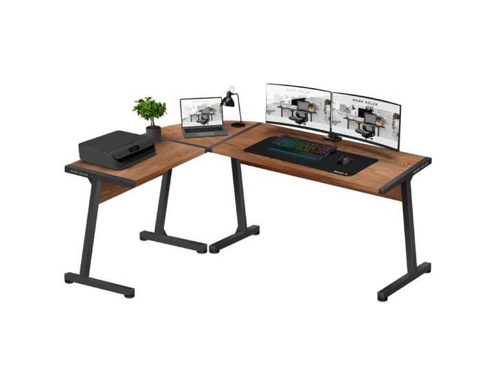 Bureau d'angle - MARK ADLER - LEADER 5.5 WN - Réversible - Noir - Aspect bois - Gaming