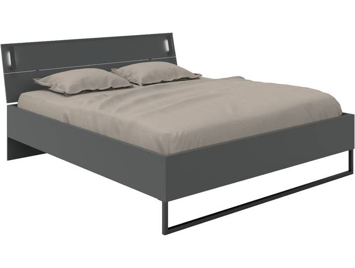 Futonbett WIMEX Tilburg in verschiedenen Breiten erhältlich, inkl. LED Beleuchtung , schwarz (grafit, absetzung schwarz, grafit, absetzung schwarz, grafit, absetzung schwarz), B:168cm H:93cm L:210cm, Betten, Futonbett, Bett mit Metallkufe