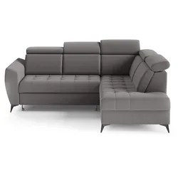 ECKSCHLAFSOFA Aurora II mit verstellbare Kopfstützen, Dunkelgrau, rechts