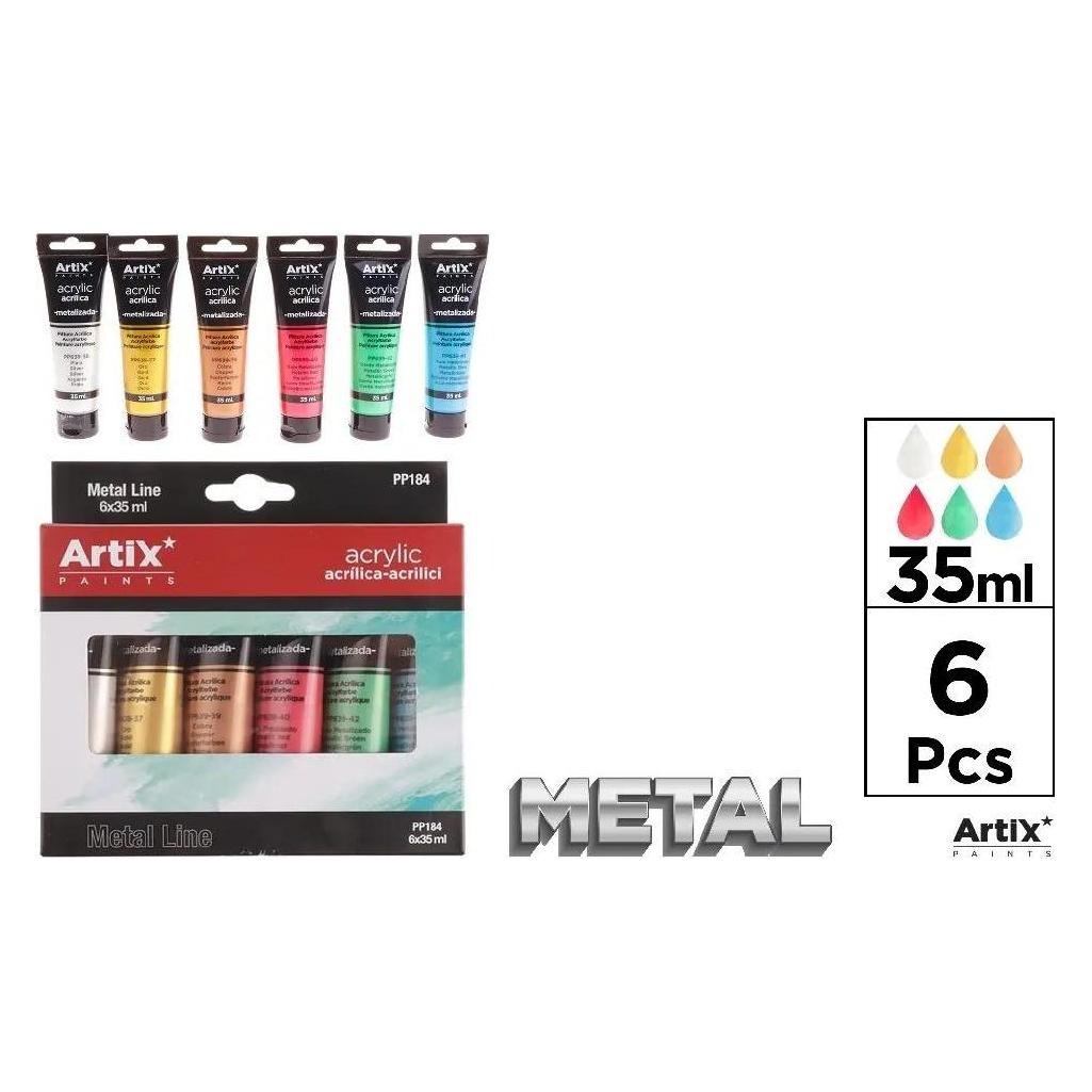 Artix Acryl-Metallfarbe 35 ml, 6 Farben (35 ml) (58217221)