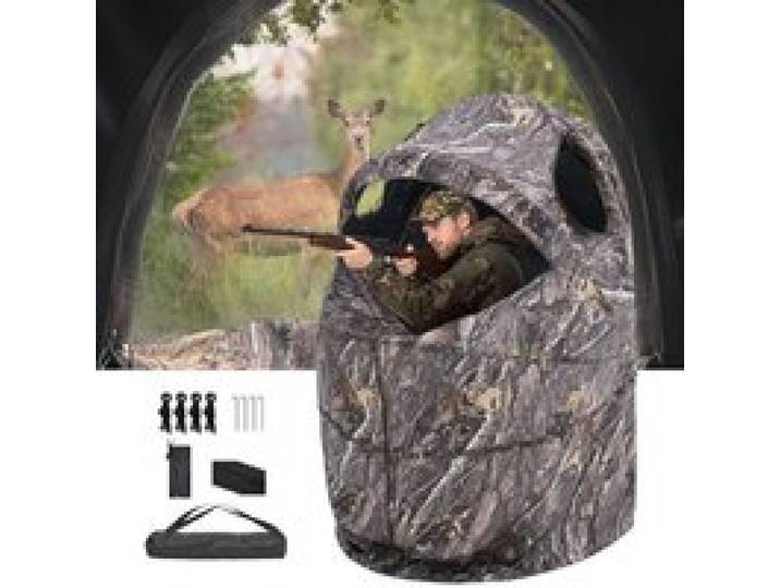 VEVOR Affût de Chasse pour Une Personne, Tente de Camouflage Portable avec Sac de Transport, Cache de Chasse avec Porte Silencieuse à Fermeture Éclair et Fenêtre, pour Chasseurs Photographes