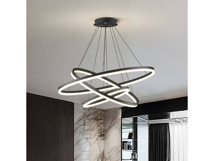 Moderne 5 anneau rond Led lustres de plafond pour salon salle à manger escalier lampe suspendue décor à la maison pendentif luminaires