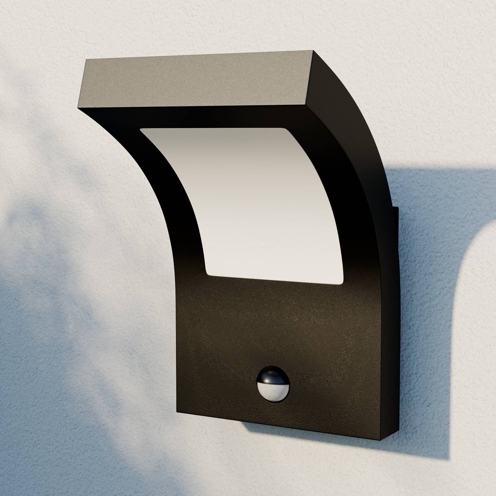 Aussenwandleuchte mit Bewegungsmelder Advik Arcchio, schwarz, Aluminium, Modern