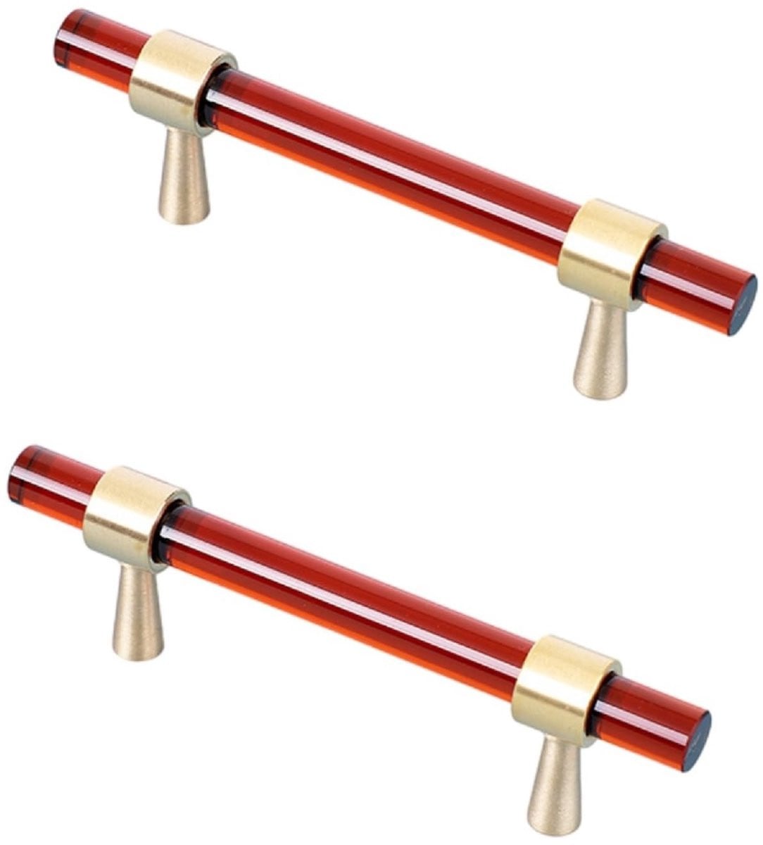 Set van 2 bruine kristallen kastknoppen