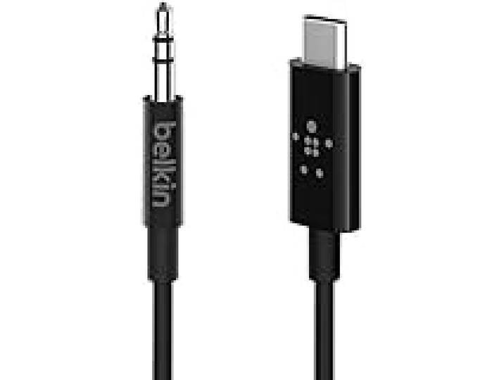 Belkin Câble Audio 3, 5 mm Rockstar avec Connecteur USB-C - Câble USB-C vers Audio 3, 5 mm (AUX), 90 cm