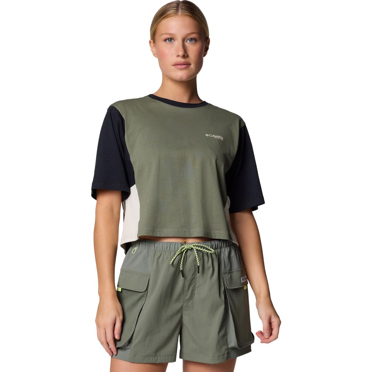 Columbia PFG Open Water Short Sleeve Tee cypress, black, stone (316) XL 211940-2119401-316-XL