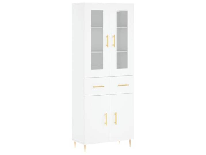 GHVBNMF Highboard Weiß 69,5x34x180 cm Holzwerkstoff Schrank Glas Elegantes Highboard mit Glastür und Metallfüßen für Wohnzimmer und Flur, reichlich Stauraum für geordnete Aufbewahrung.