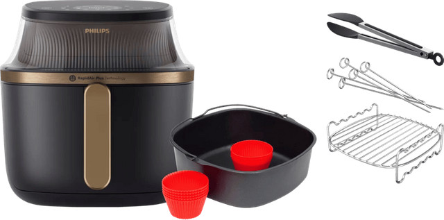 Philips Airfryer XL 3000 Serie NA332/00 met dubbellaagse kookset en bakmeesterset