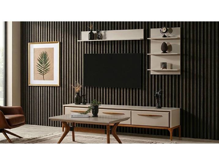 Xlmoebel TV-Wand Beige TV-Wand mit modernem Design und praktischem Regalset, (4-St), Made in Europa
