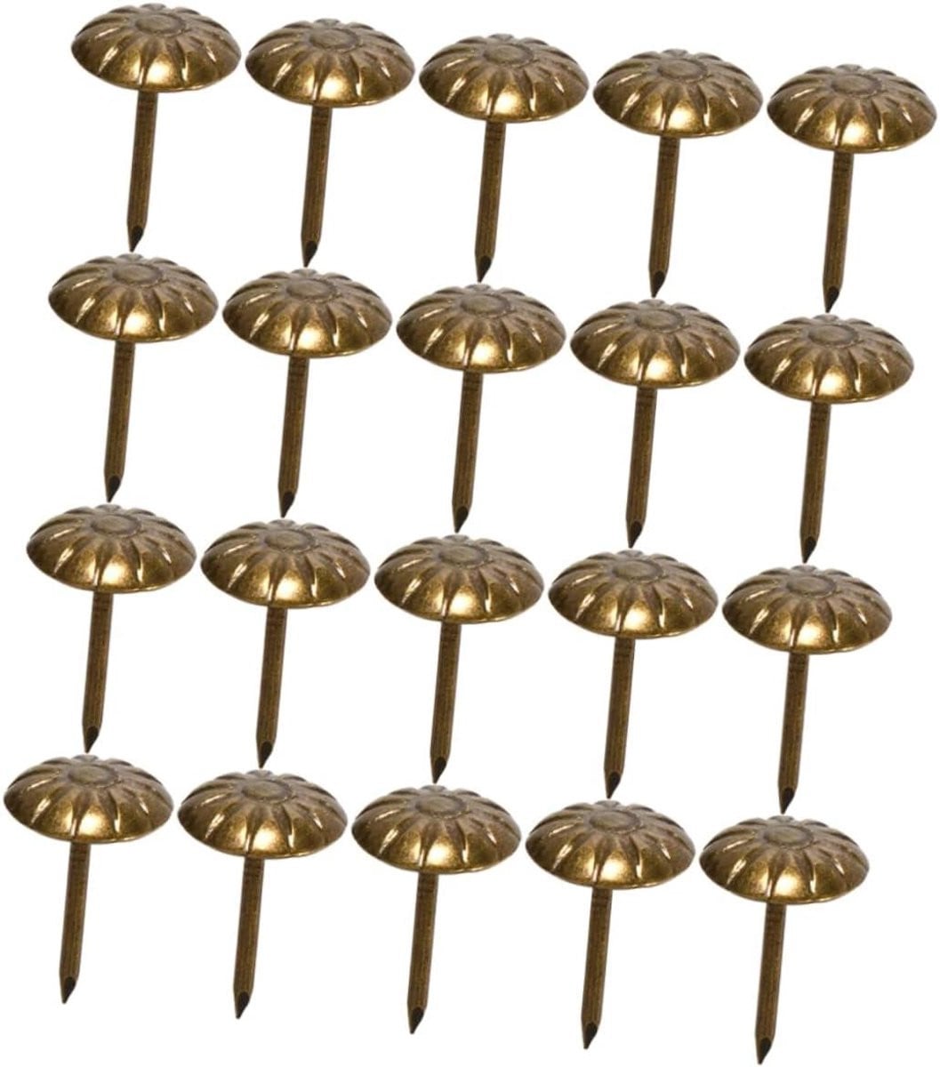 Meubelspijkers met decoratieve kop in antieke messing afwerking, 300 stuks
