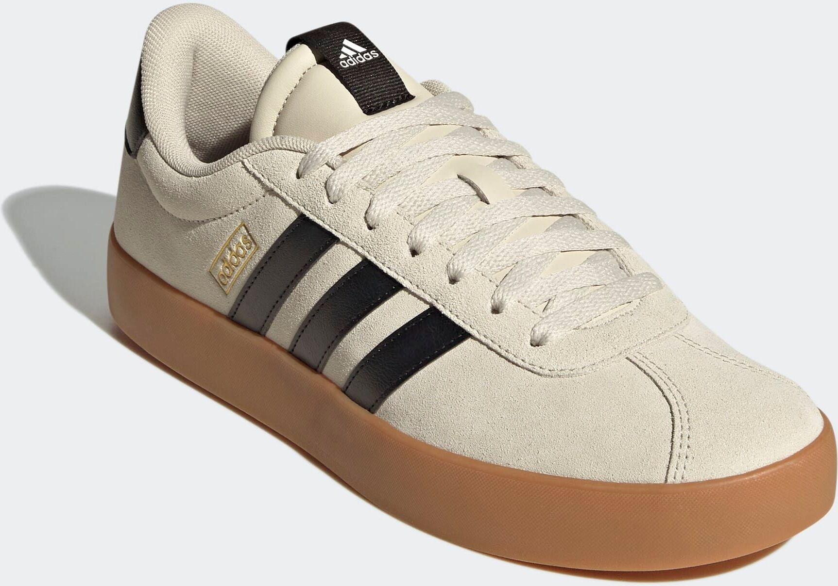 Sneaker ADIDAS SPORTSWEAR "VL COURT 3.0", Herren, Gr. 42,5, schwarz (alumina, core schwarz, gold metallic), Leder, Synthetik, Schuhe Sneaker, inspiriert vom Design des adidas samba alumina, core schwarz, gold metallic 42,5