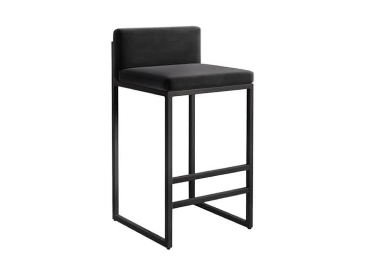 2er-Set Drehhocker, 65 cm Barhocker mit Samtpolsterung, Thekenhöhe, mit Fußstütze, moderne Barstühle mit niedriger Rückenlehne (Größe: 65 cm, Farbe: schwarzer Sitz, schwarze Metallbeine) Run forward
