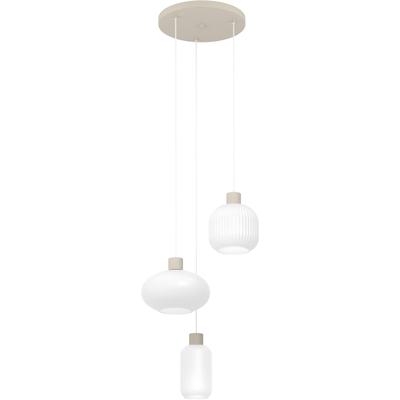 EGLO Hängeleuchte "DASMINA", sandfarben, weiß, 3, Ø 49,6cm H: 150cm, 1 Stk., Leuchten, Hängelampe, Lampe, Glas, Wohnzimmer, Hängeleuchte